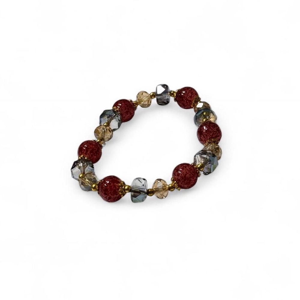 Elegant Red and Gold Beaded Bracelet